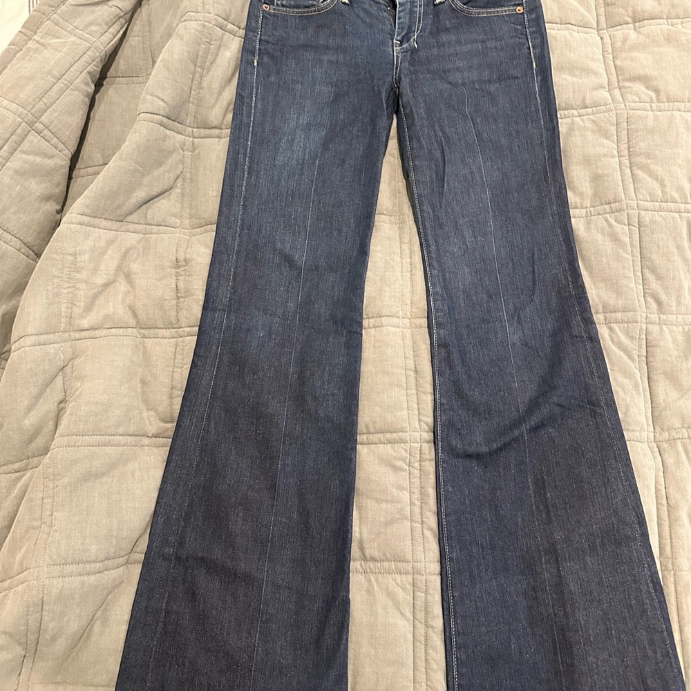 7 For All Mankind Blue Flare Wide Leg Jeans